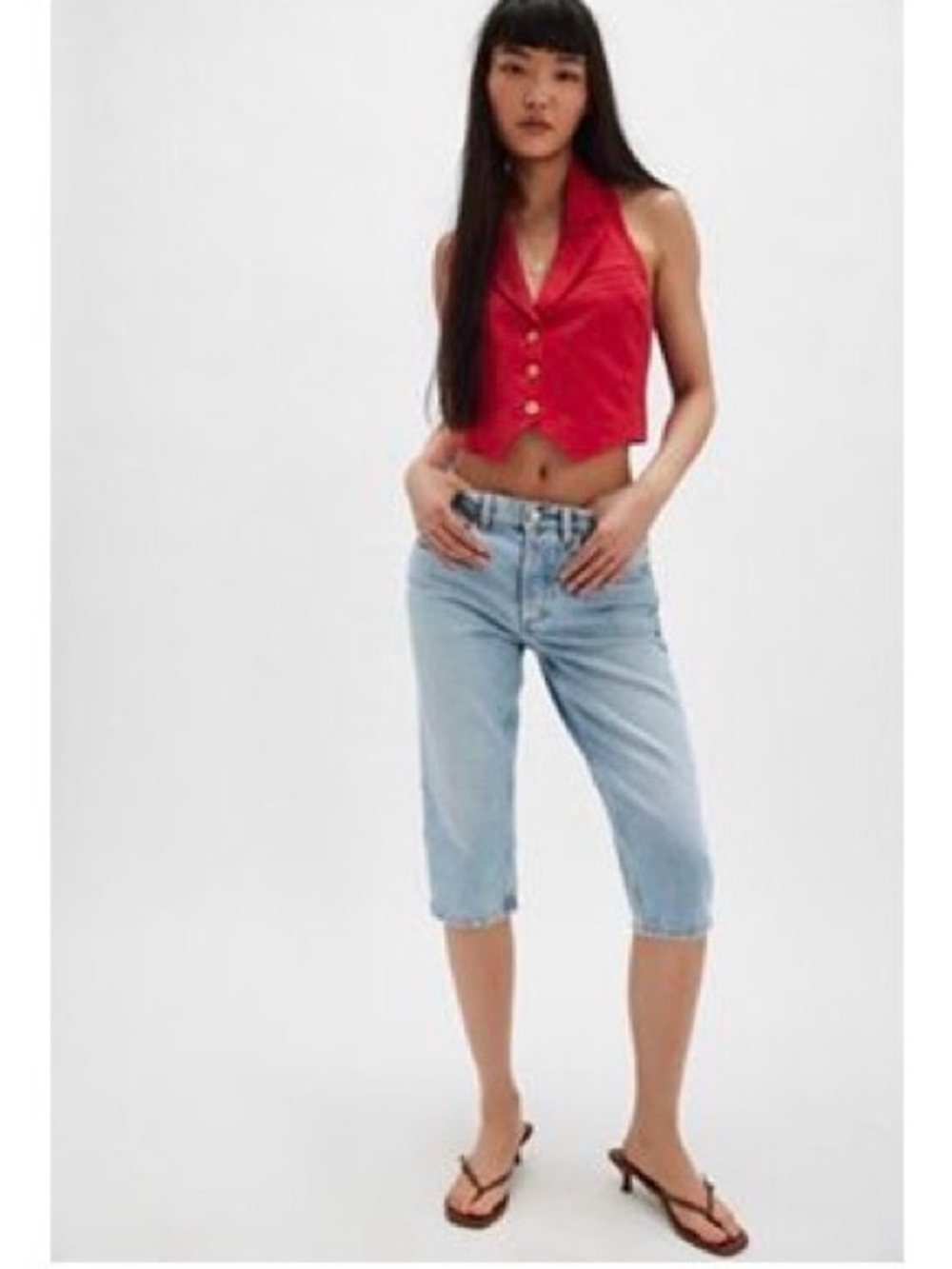 Free People We The Free Sun City Capris, Size 32, EUC, Pale Indigo, High Rise
